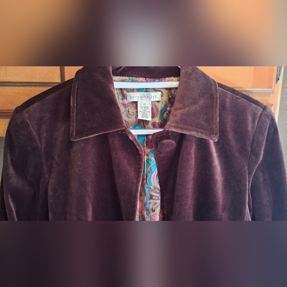 Ladies VTG Trench Crushed Velvet Blazar By Pursuits LTD. FULLY LINED SIZE 10 - Picture 8 of 14